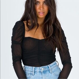 Princess Polly Asher Black Mesh Bodysuit US 8